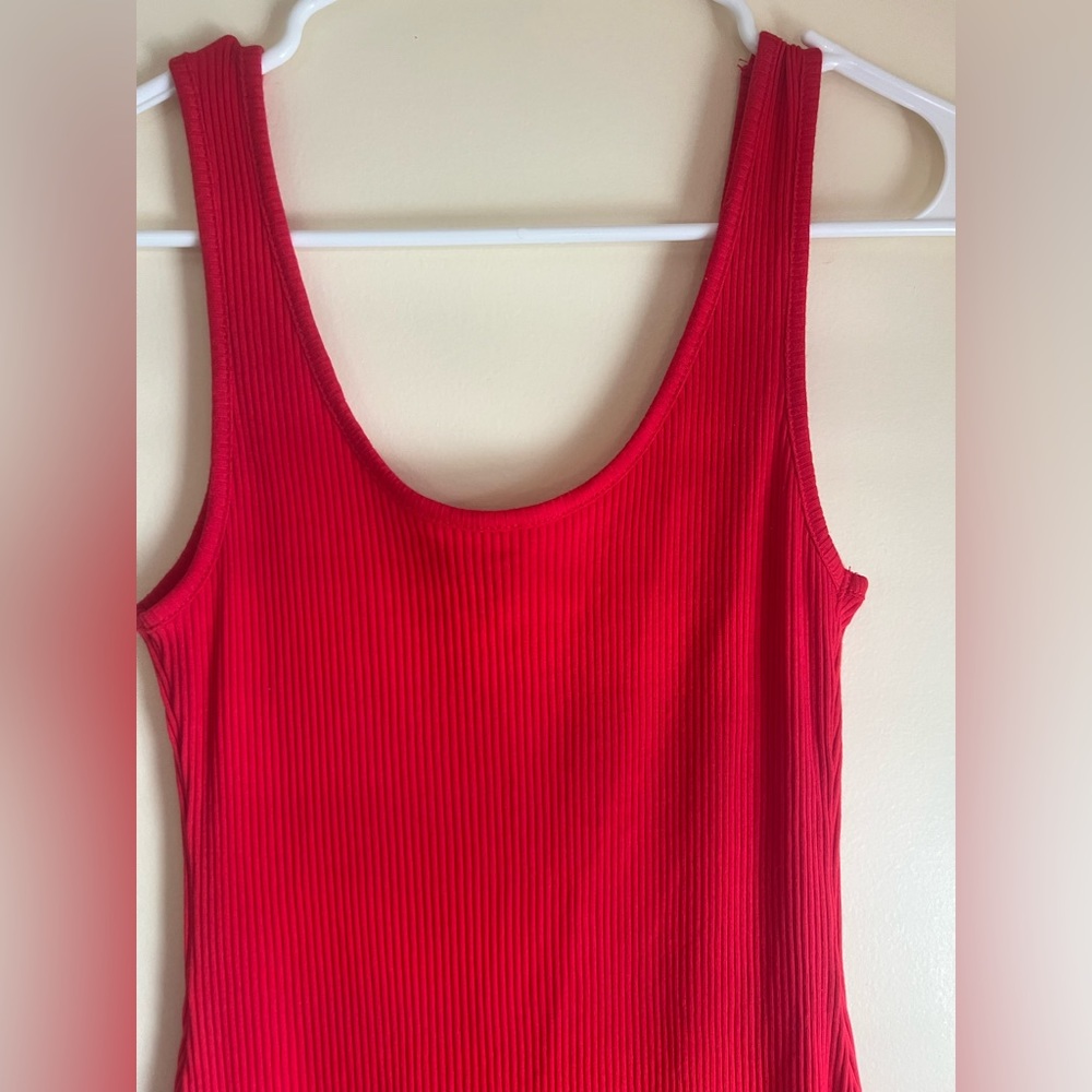 NWOT Red Ribbed Dress - Picture 4 of 5